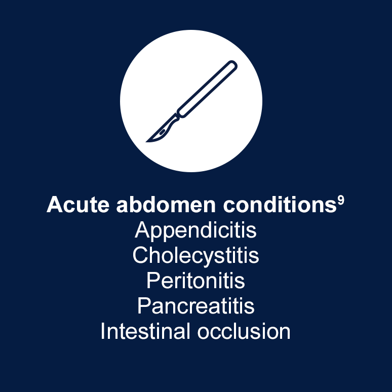 Acute hepatic porphyria can show similar symptoms to acute abdomen conditions such as appendicitis, cholecystitis, peritonitis, pancreatitis, and intestinal occclusion